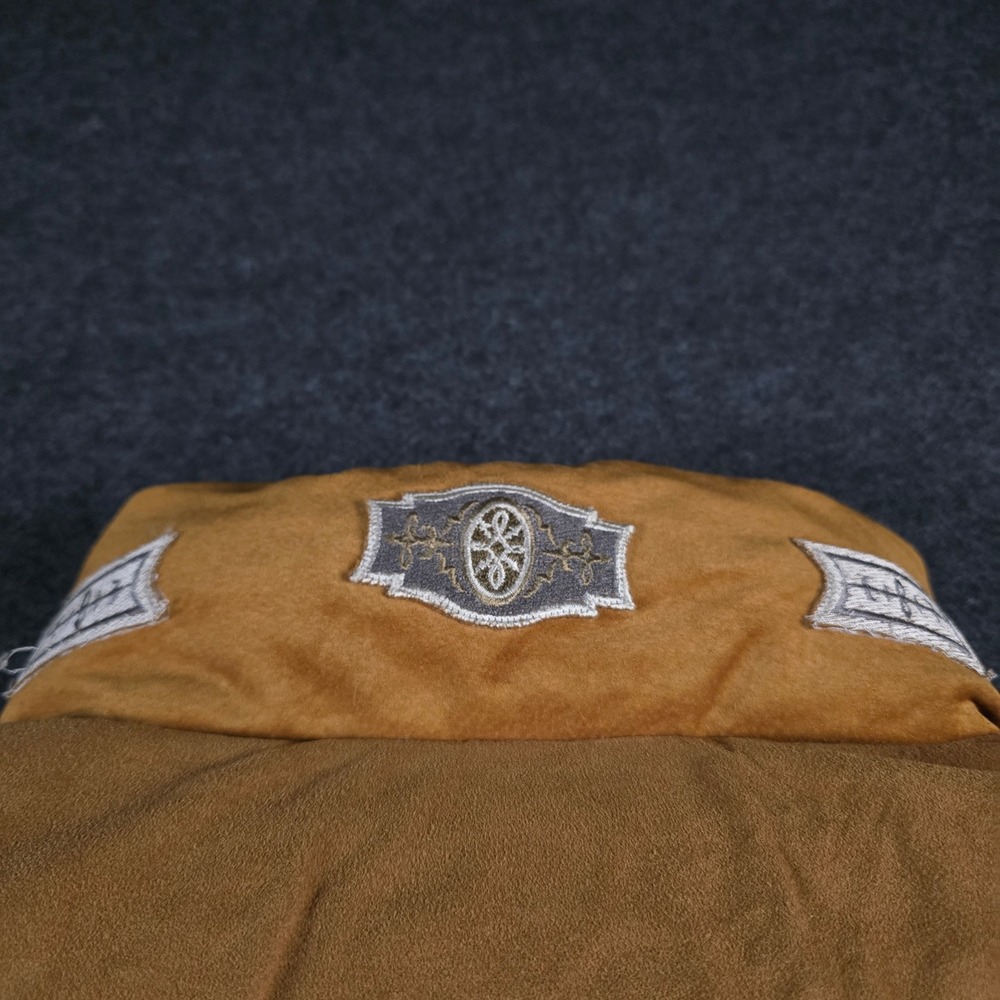Vtg Bogner Suede Puffer Jacket Tan Black Western Embroidered Aspen Size 44 (L) - Picture 15 of 16